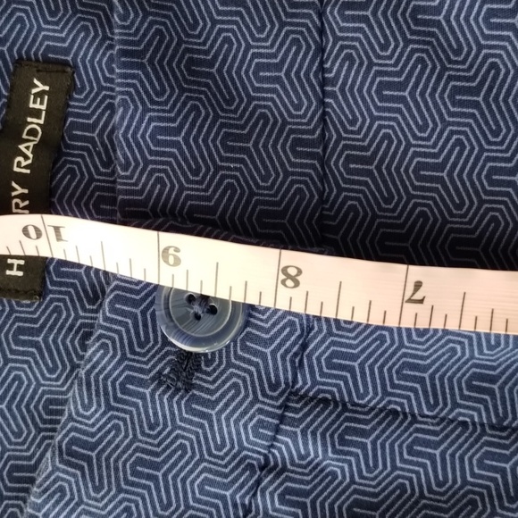 Hilary Radley crop ankle pants blue on blue design size 8 stretch mid rise - Picture 8 of 11